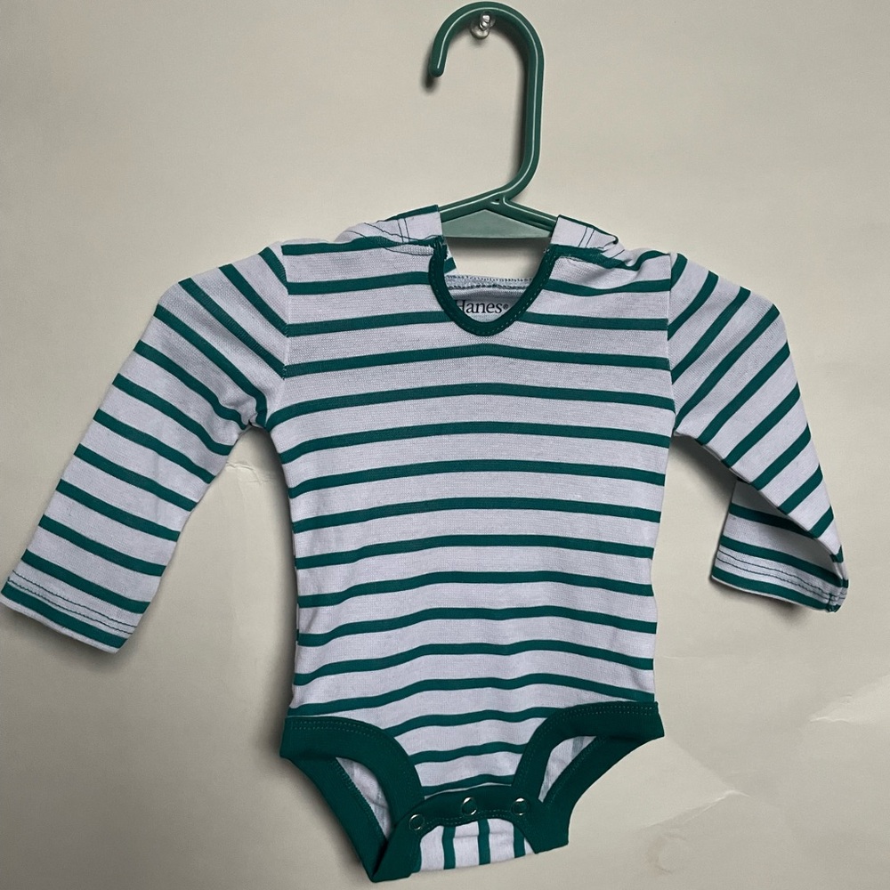 Hanes Green Striped Kids One Piece